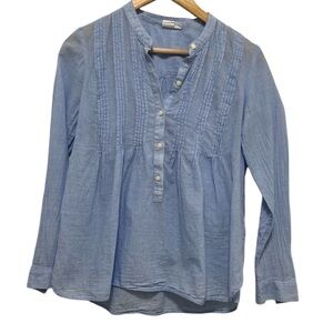 GAP Cotton Lightweight Pin tuck Blue Long Sleeve Baby Doll Shirt Size XS